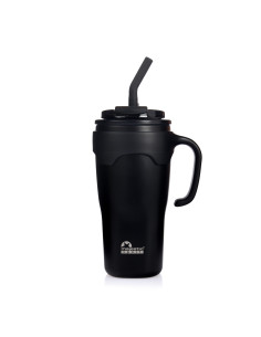 Thermobecher Majestic Sport Jelly mit Strohhalm – Schwarz