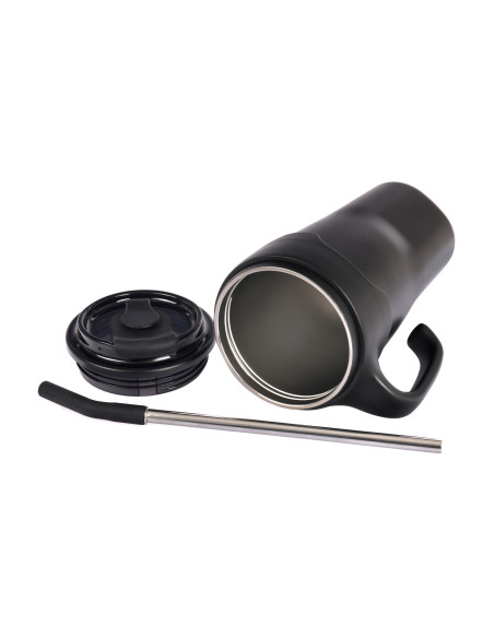 Thermobecher Majestic Sport Jelly mit Strohhalm – Schwarz