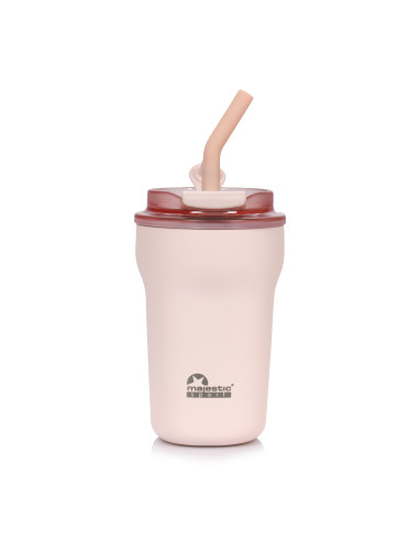 Thermobecher mit Strohhalm Majestic Sport Hoody 420 ml – Rosa