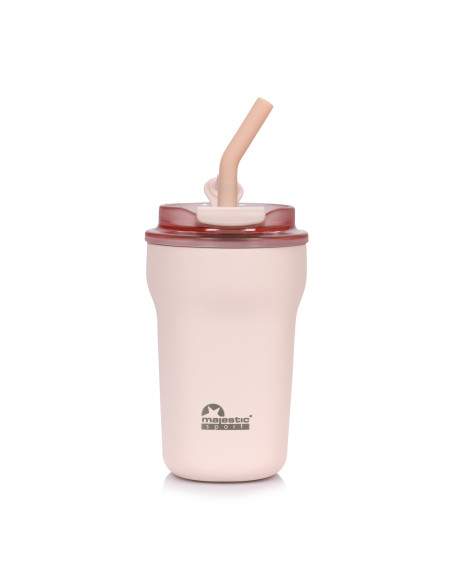 Thermobecher mit Strohhalm Majestic Sport Hoody 420 ml – Rosa