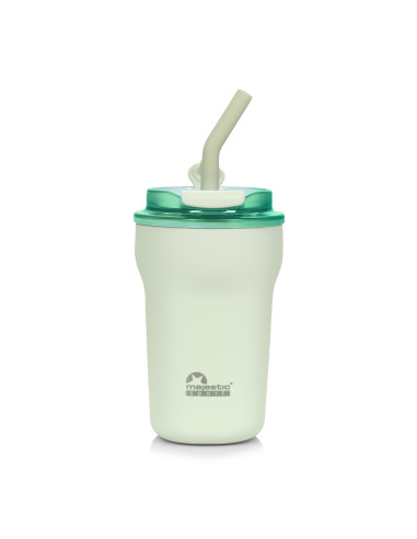 Thermobecher mit Strohhalm Majestic Sport Hoody 420 ml – Grün