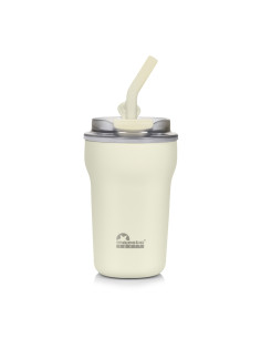 Thermobecher mit Strohhalm Majestic Sport Hoody 420 ml – Weiß