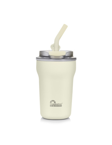 Thermobecher mit Strohhalm Majestic Sport Hoody 420 ml – Weiß